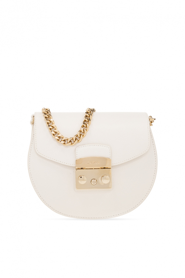 White Metropolis Mini shoulder bag Furla Biname fmedShops Zambia two tone leather tote bag Nude